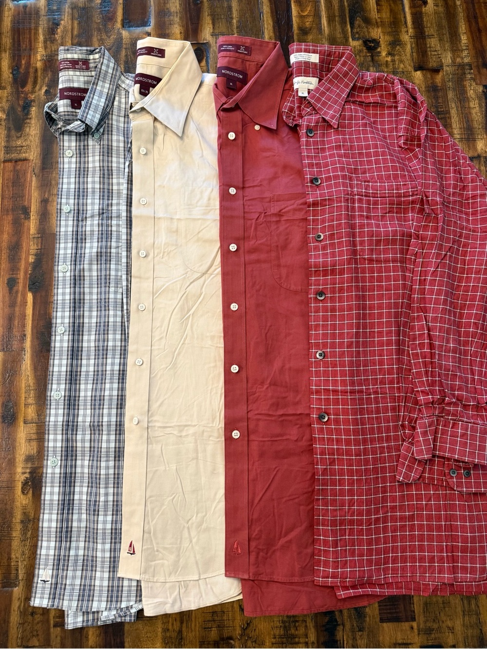 🌺John W. Nordstrom & Smartcare Bundle/4 Men's business shirts XL Cream/Red/Blue